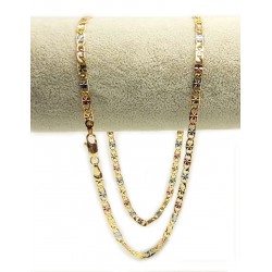 Water-resistant gold-plated laminated tricolor chain - 55 cm