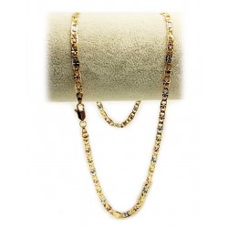 Cadena con motivo tricolor laminada chapada en oro resistente al agua - 50 cm