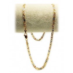 Water-resistant gold-plated laminated tricolor chain - 50 cm