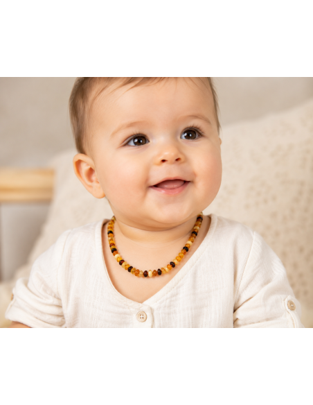 Collier de dentition bébé en ambre de la Baltique 32 cm