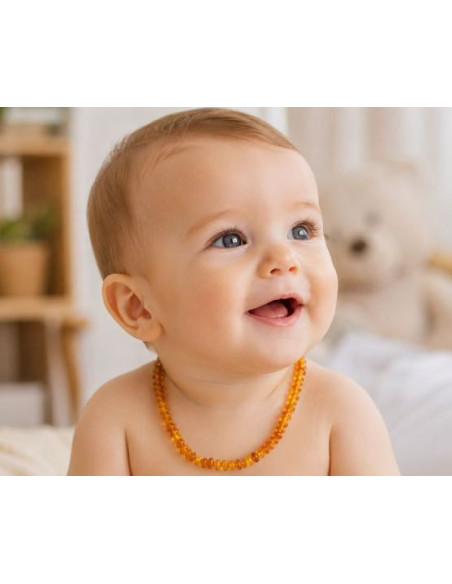 Collier de dentition bébé en ambre de la Baltique 32 cm