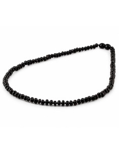 Collana da Adulto in Ambra Baltica Nera Rondella Lucida 45 cm | Vera Ambra Naturale