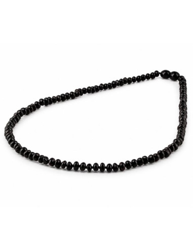 Collana da Adulto in Ambra Baltica Nera Rondella Lucida 45 cm | Vera Ambra Naturale