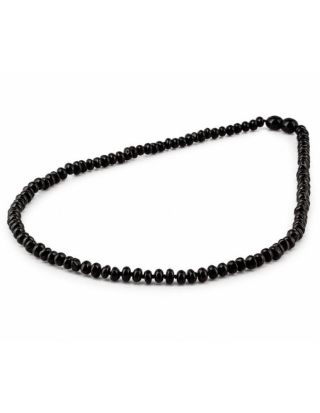 Collar para Adulto de Ámbar Báltico Negro Rondel Brillante 45 cm | Ámbar Natural