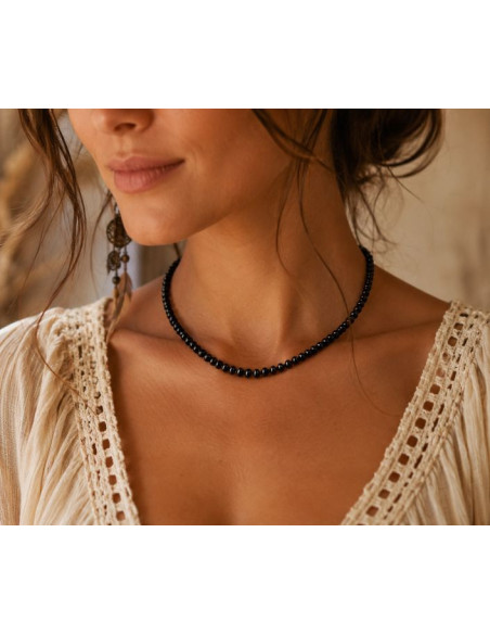 Baltic Amber Adult Necklace Black Roundel Glossy Finish 45 cm | Genuine Baltic Amber
