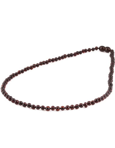 Collier Adulte en Ambre de la Baltique Rondelle Cerise Foncée Brillant 45 cm | Bijou Naturel