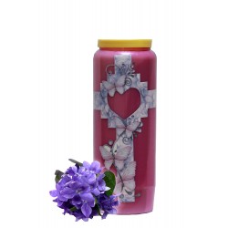Novene Kerze - Lila - duftend Violett - Kreuz Herz 