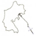 Chapelet blanc en nacre avec coeur calice