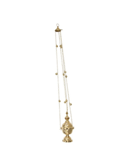 Encensoir sculpté avec clochettes - 25 cm