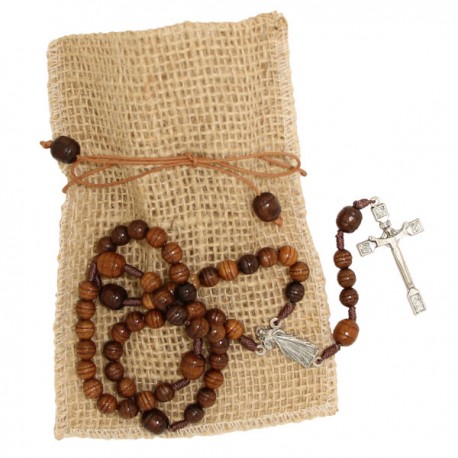 Chapelet en bois avec le Christ Miséricordieux, avec trousse