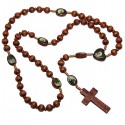 Brown wooden rosary with Saint Rita and Padre Pio