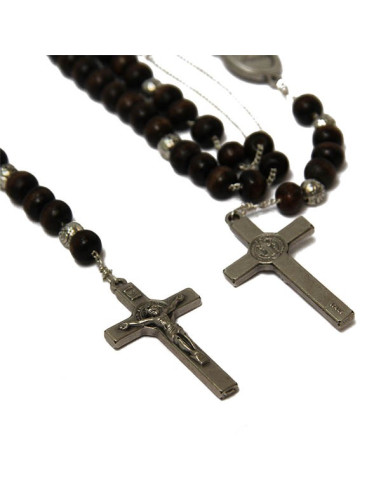 Chapelet collier perles bois noirs