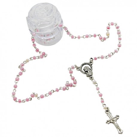 Chapelet mini dans une boîte en forme de rose