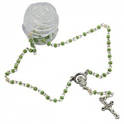 Chapelet mini dans une boîte en forme de rose - vert