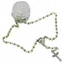 Chapelet mini dans une boîte en forme de rose - vert