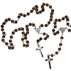 Chapelet Saint Benoît en bois naturel