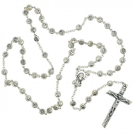 Chapelet Saint Benoît en métal argenté