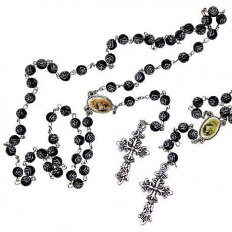 Chapelet Sainte Rita, roses noires