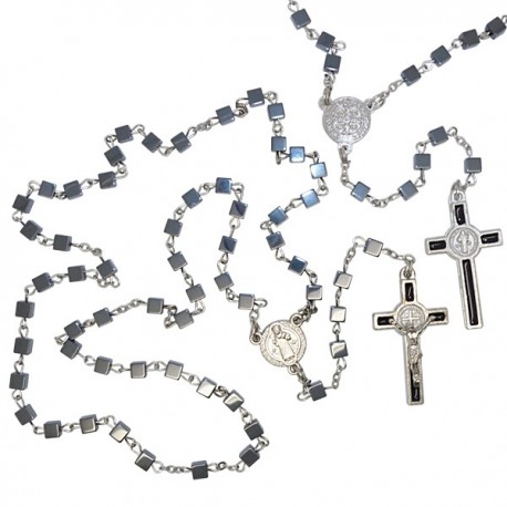 Chapelet Saint Benoît en hématite