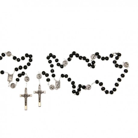 Chapelet Lourdes avec fermeture chaîne - noir
