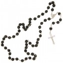 Chapelet noir, perles en verre