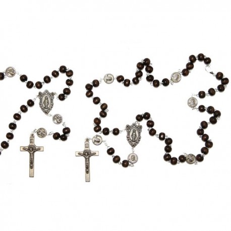 Chapelet Padre Pio, fermeture chaîne - brun