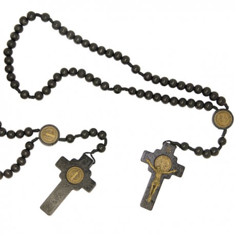 Chapelet Saint Benoît en bois - noir