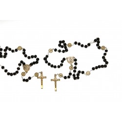 Chapelet Saint Benoît - noir - doré - fermeture chaîne