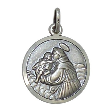 Médaille Saint Antoine De Padoue En Argent Massif 925 - Diamètre 18 Mm - Pendentif Catholique Bénissable - Bijou Religieux