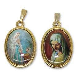 Médaille de la Vierge de Banneux et apparition de Lourdes  ovale