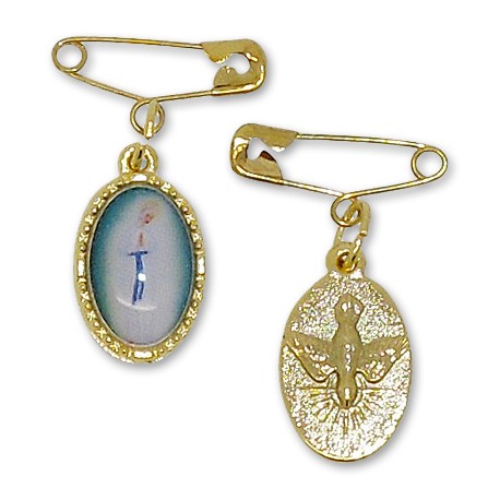 Médaille de Banneux et Saint Esprit broche 