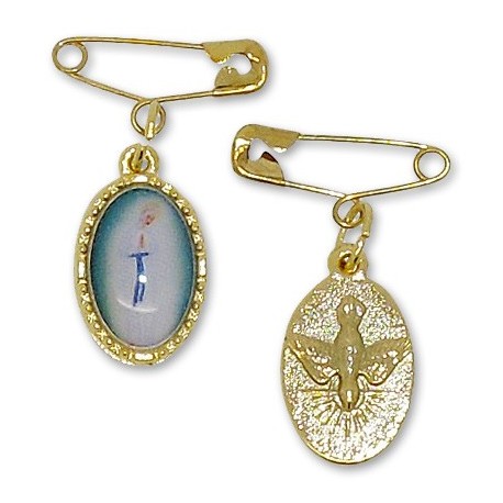 Médaille de Banneux et Saint Esprit broche 