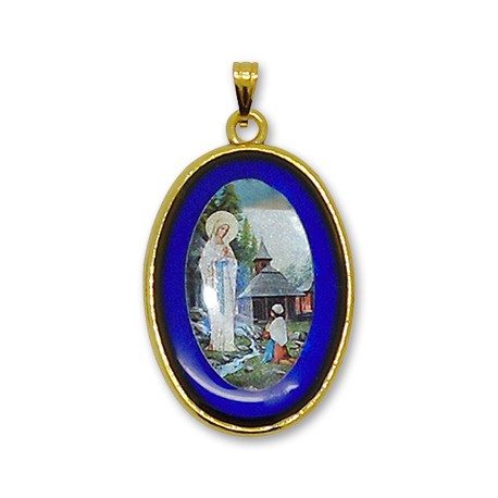 Médaille de Banneux ovale bleue 