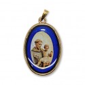 Médaille de St Antoine ovale bleue 