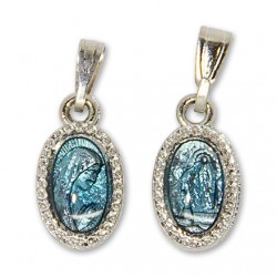 Médaille de la Vierge de Lourdes bleue 
