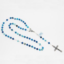 Chapelet en argent et pierre - Agate bleue
