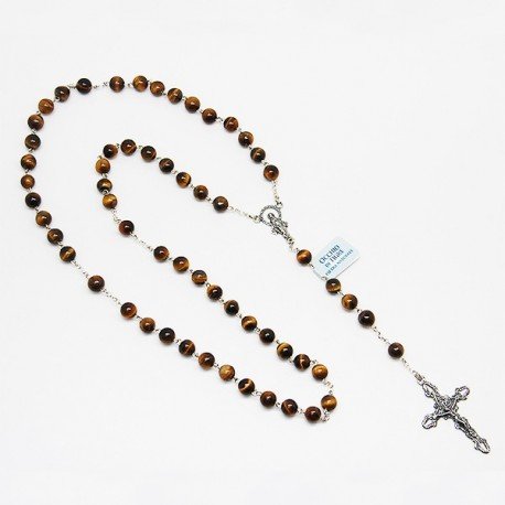 Chapelet en argent et pierre - Oeil de tigre