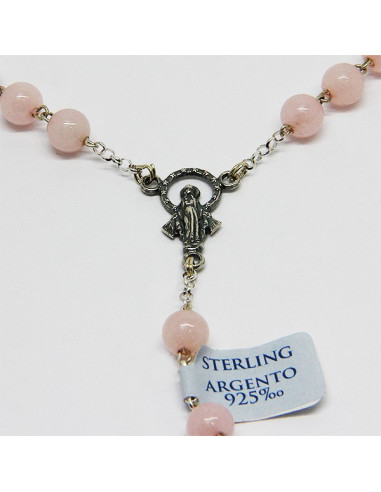 Chapelet en argent et pierre - Rhodonite