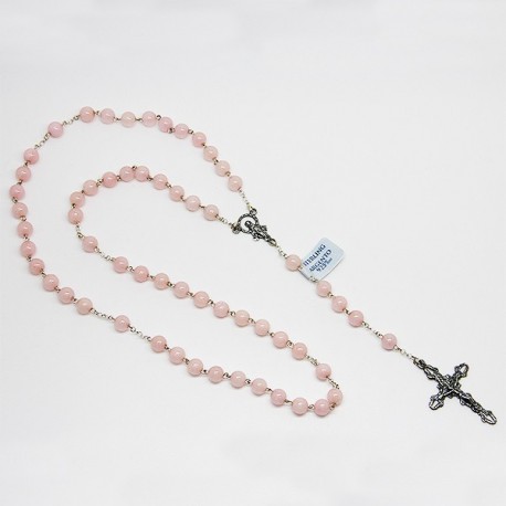 Chapelet en argent et pierre - Rhodonite