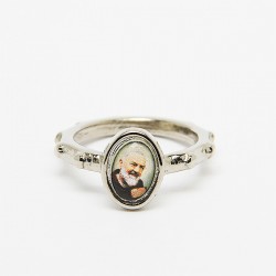 Bague dizaine Padre Pio métal argenté