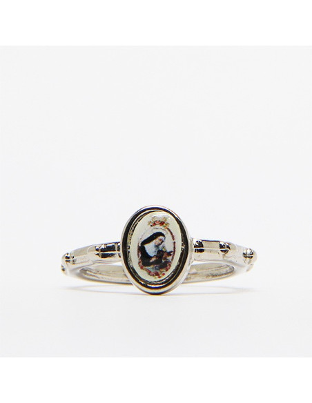 Bague dizaine Padre Pio métal argenté