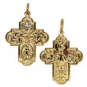 Cross with the protective Saints plated gold - 25 mm