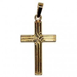 Croix lignée plaqué or 23 mm