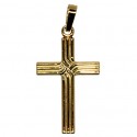Croix lignée plaqué or 23 mm