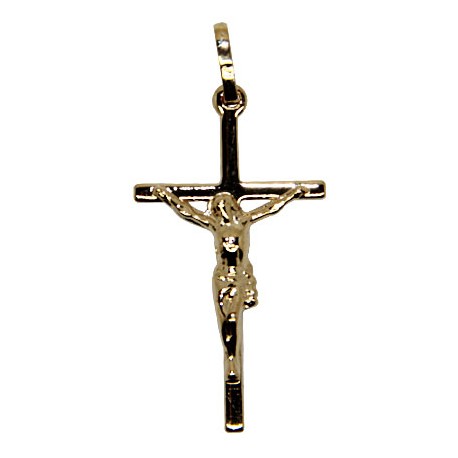 Croix Fine lignée plaqué or 25 mm