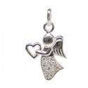Angel, heart and strass pendant 20mm - silver 925