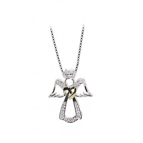Pendentif Ange cœur Strass 20 mm - Argent 925
