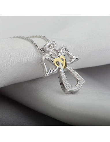 Pendentif Ange cœur Strass 20 mm - Argent 925