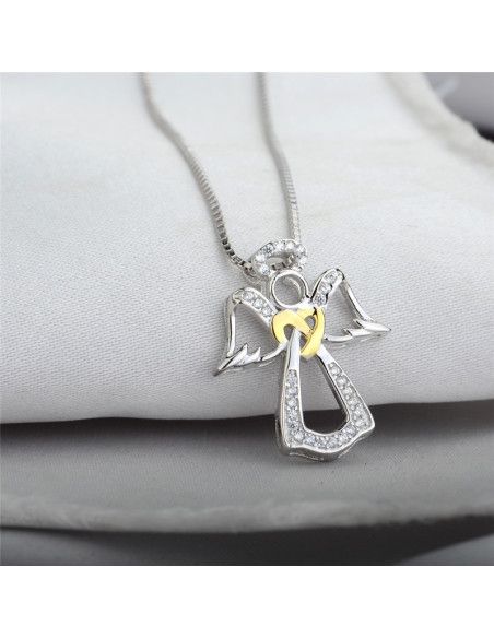 Pendentif Ange cœur Strass 20 mm - Argent 925