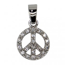 Pendentif Peace and Love Strass - Argent 925